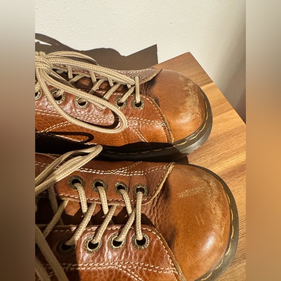 VTG Doc Martens Daisy Chunky Platform Oxfords Leather Brown Size 10 42 Y2K - Picture 4 of 10